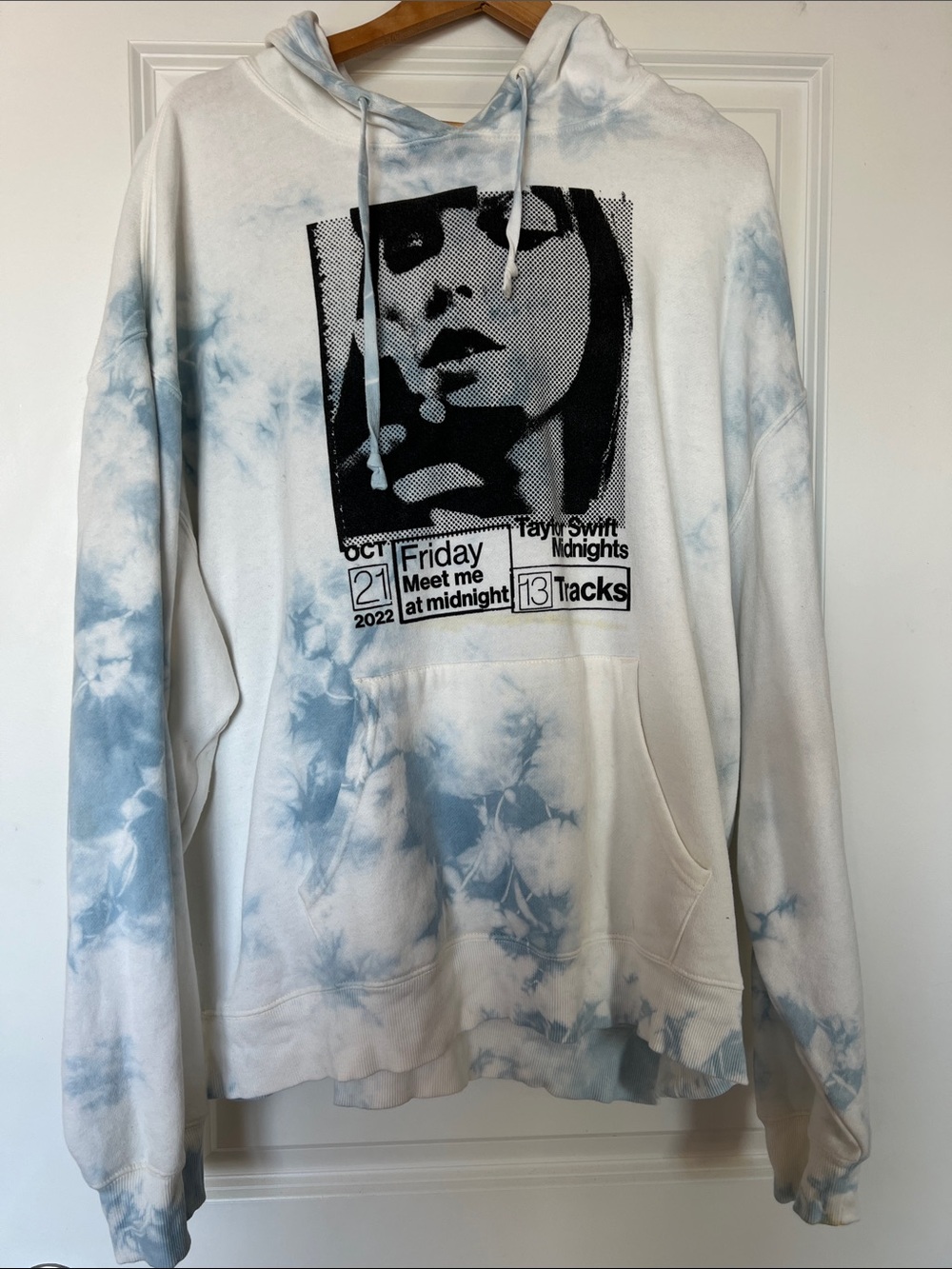 Taylor Swift Light Blue & White Tie-Dye Midnights Hoodie